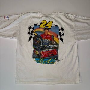NASCAR Jeff Gordon VTG 90s Sam Bass T-Shirt White Rap Box Oversize L Speed Zone
